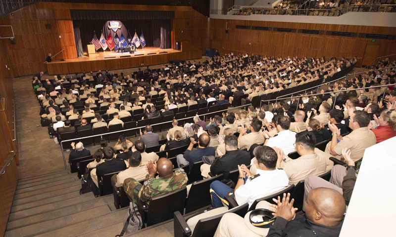 NPS students, faculty and staff attended a Secretary of the Navy Guest Lecture (SGL) with former Secretary of Defense and retired U.S. Marine Corps Gen. James Mattis on May 28 at King Hall Auditorium.