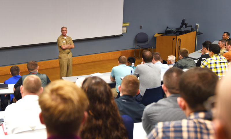 Navy’s Top SWO Encourages NPS Students to be Good, Not Lucky